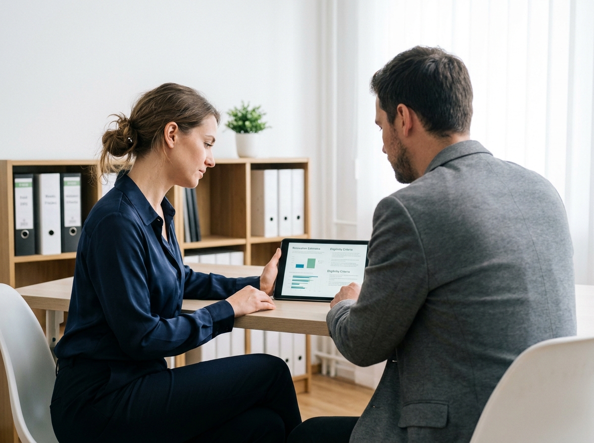 Femme consultant un conseiller rénovation pour comprendre sa prime rénov