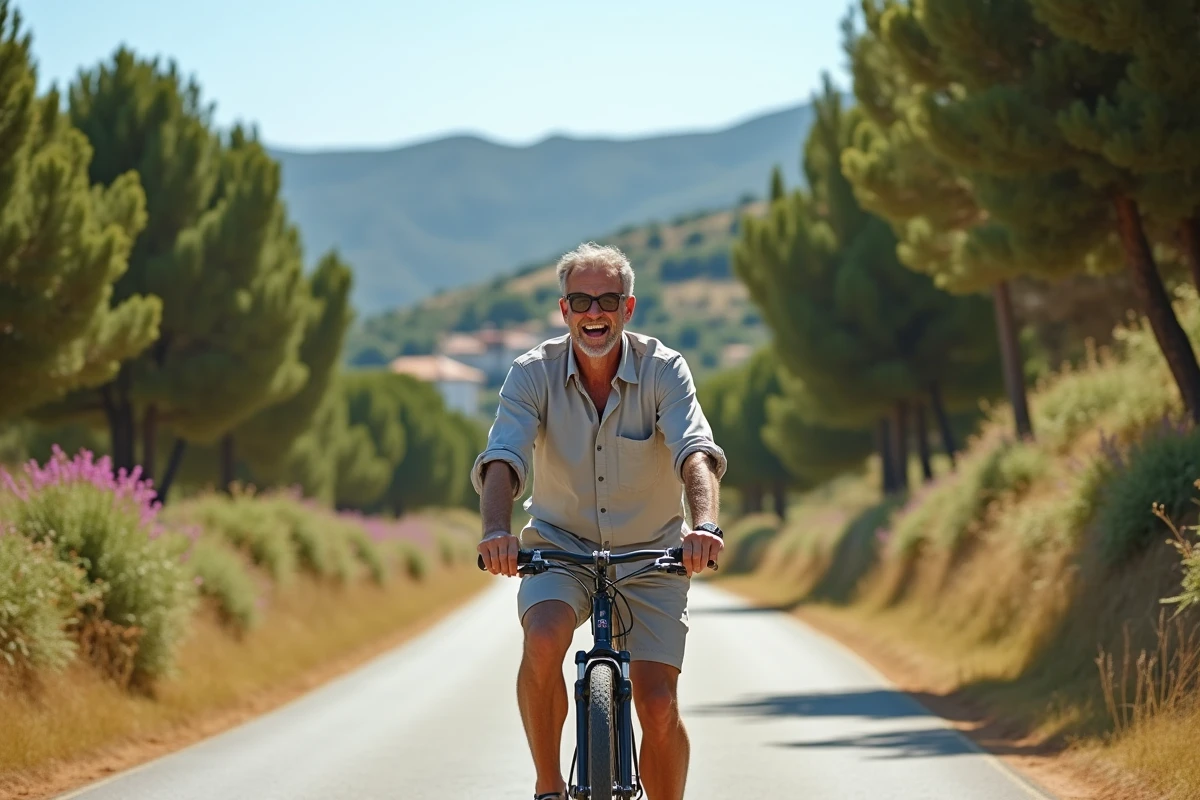 Homme à vélo dans la campagne de Zakynthos
